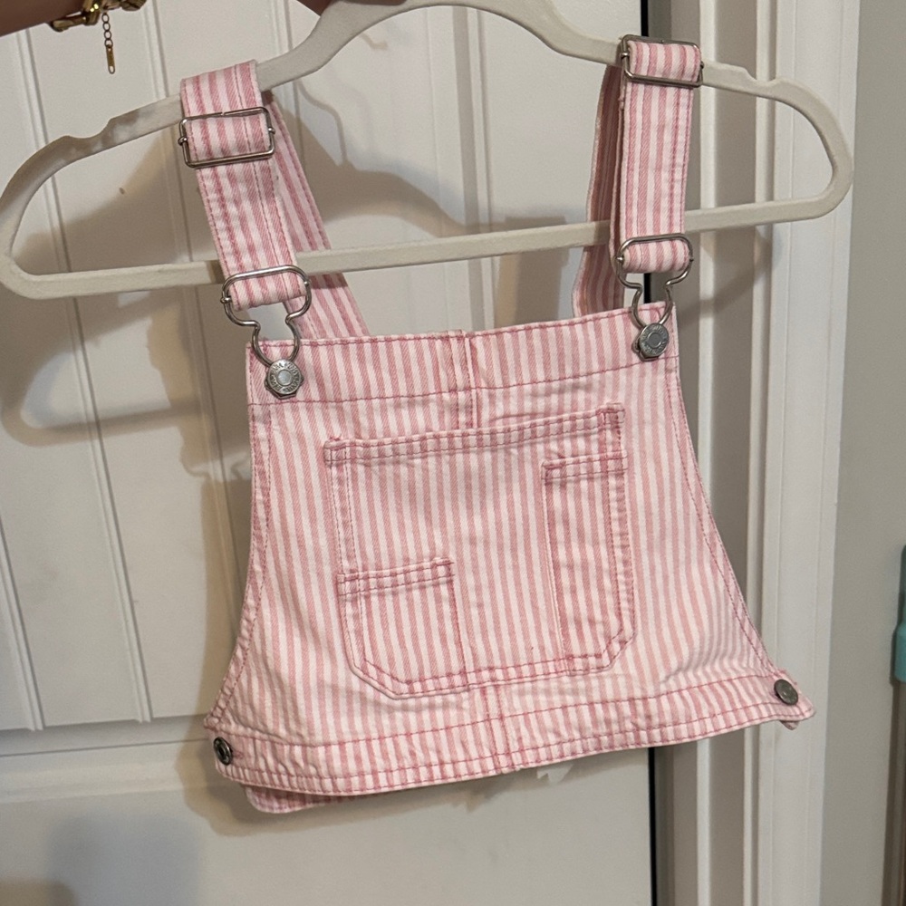 Pink Striped Kids Overalls